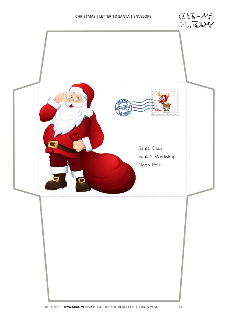 Cute Santa envelope to Santa Claus address template 44